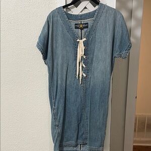 Lucky Brand Blue Lace-Up Denim Dress